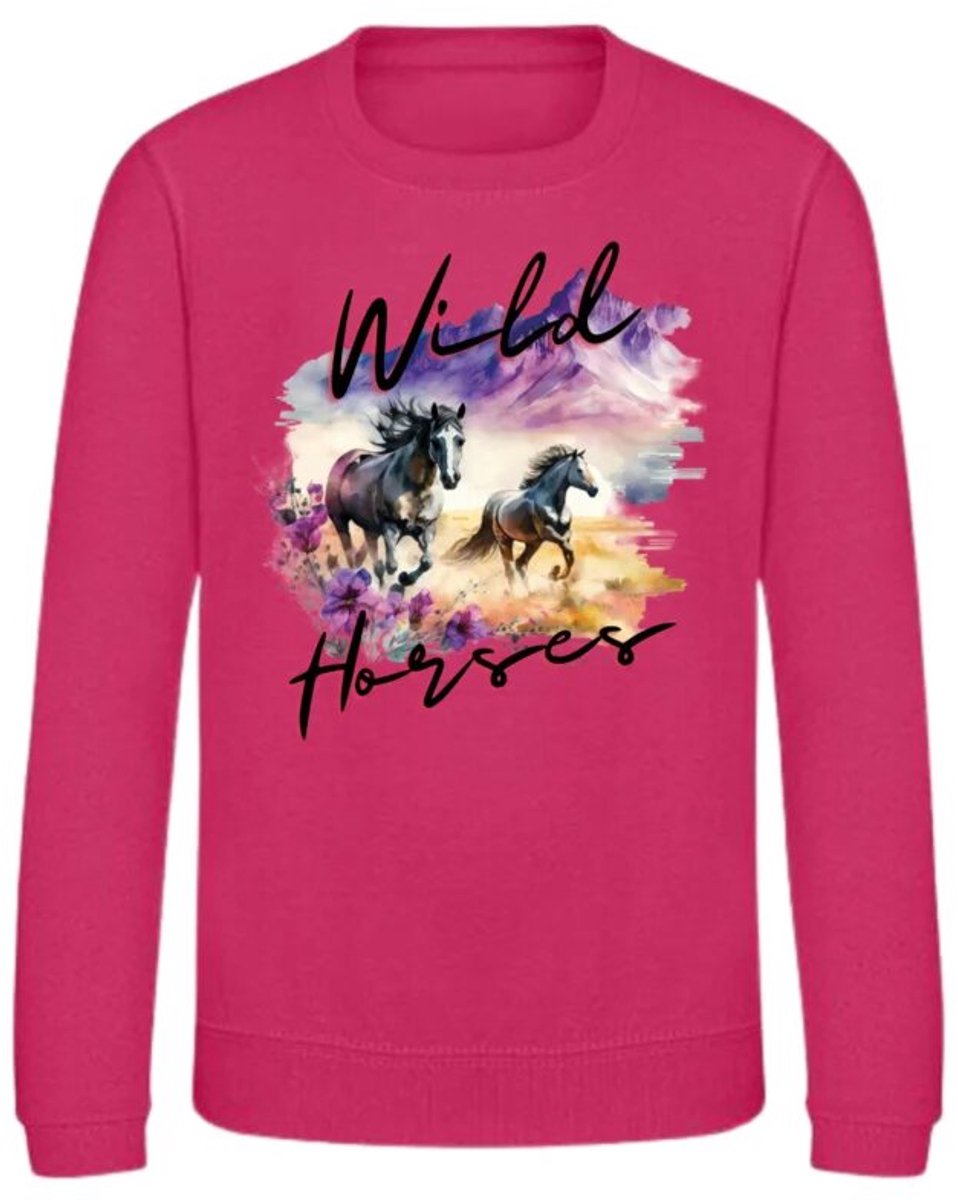 Paarden trui meisjes Wild Horses Felroze - Roze - 158/164