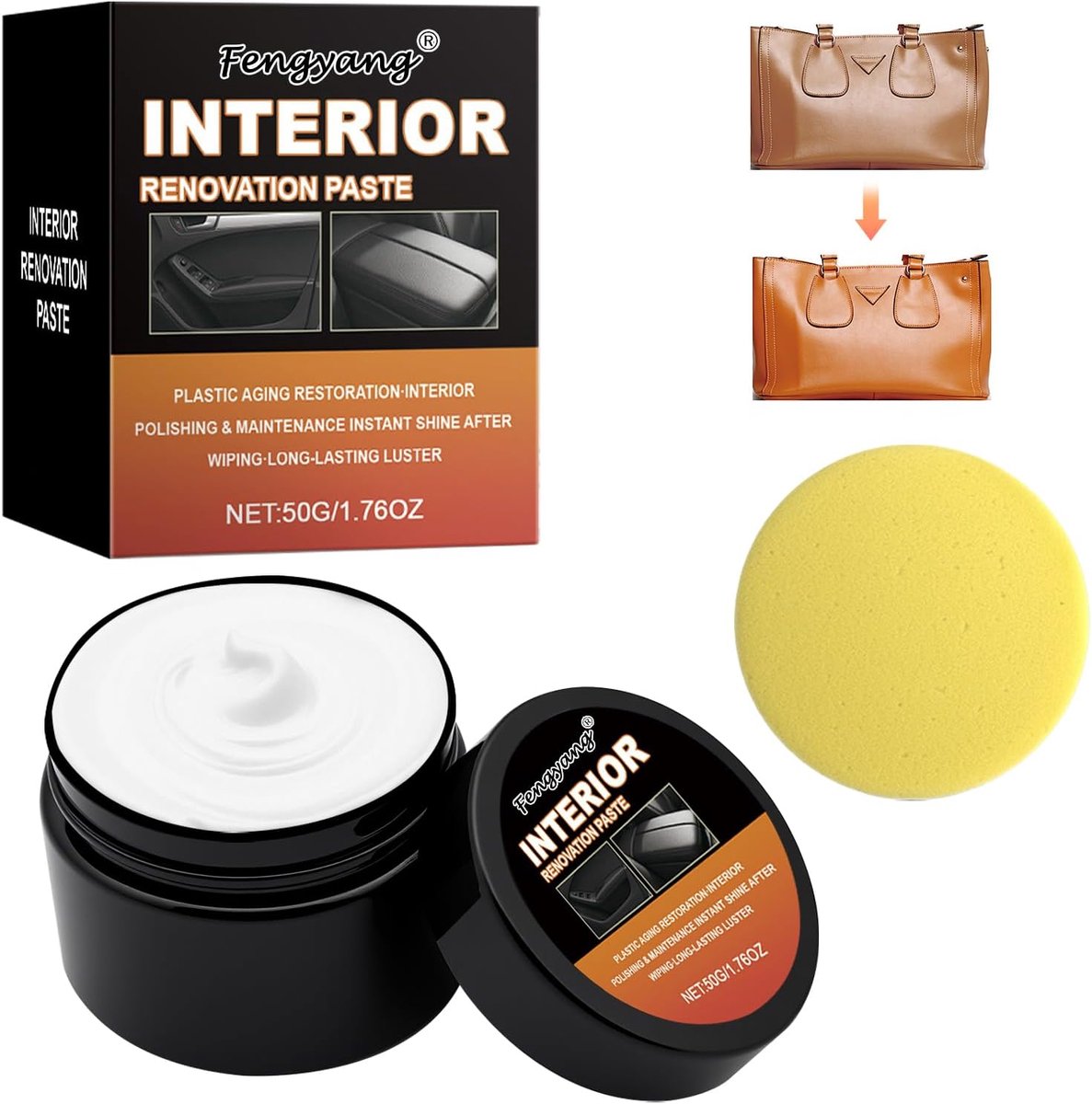 Fengyang® Car Leather Care Cream, Generic Car Leather Care Cream, Steering Wheel, Ventilation Grille, Dashboard - ShopVlot