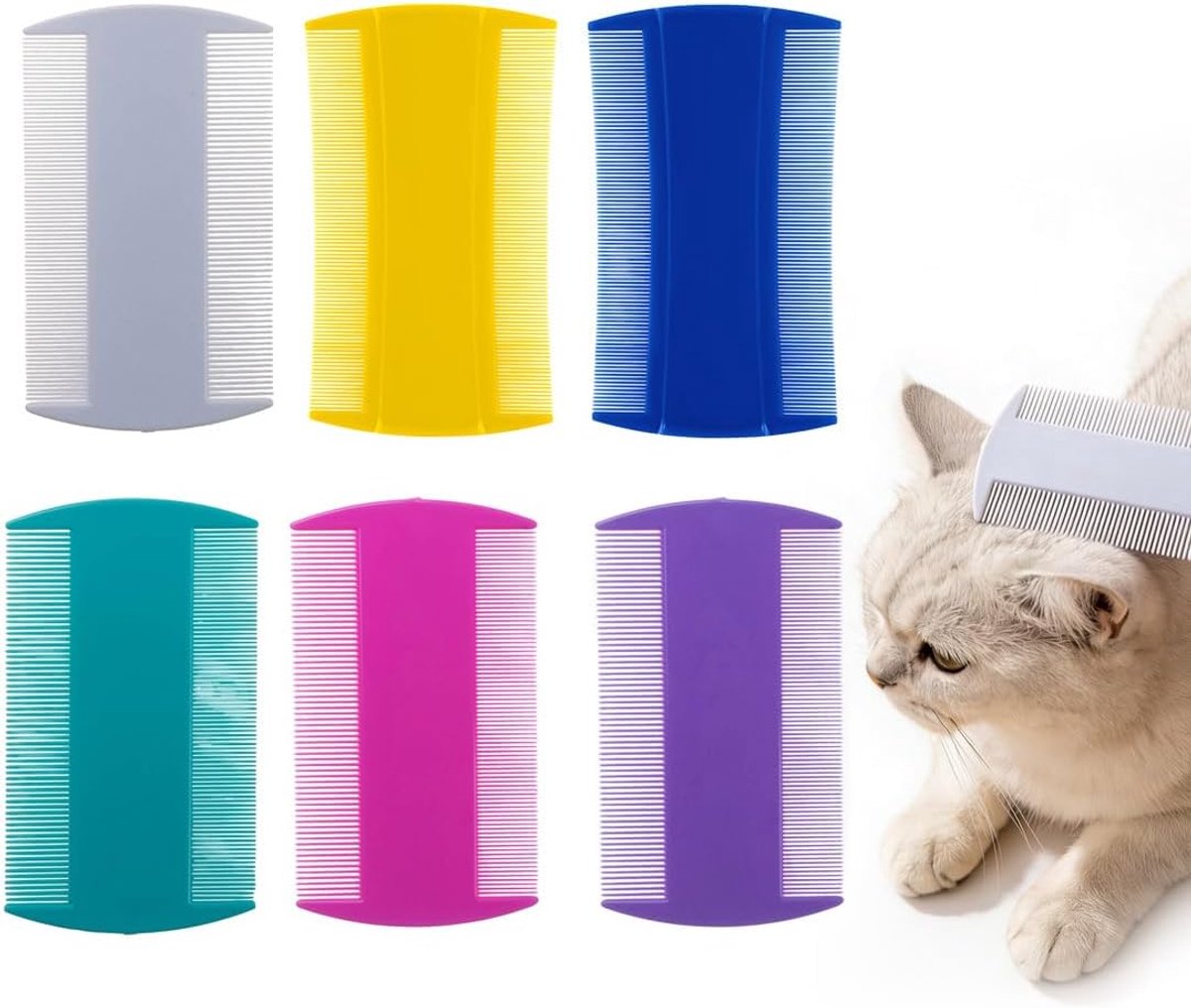 Luizenkam 6 stuks - Meerkleurig 8,8 x 5,1 cm - Voor kinderen, volwassenen en dieren - Effectieve luizenbestrijding - ShopVlot