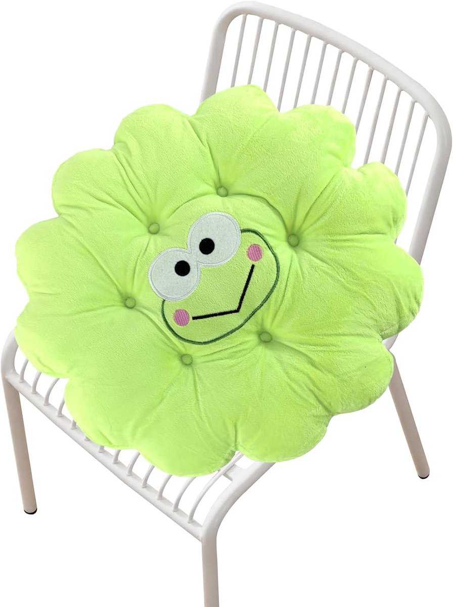 Zitkussen bloemvorm - groene kikker print - zacht en comfortabel - vrolijke decoratie voor kinderen - ShopVlot