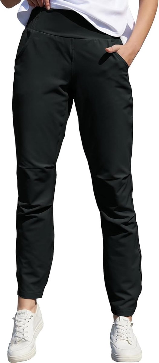 Golfbroeken dames S - zwarte loungebroeken - hoge taille - bescherming tegen zon met UPF 50+ - ShopVlot