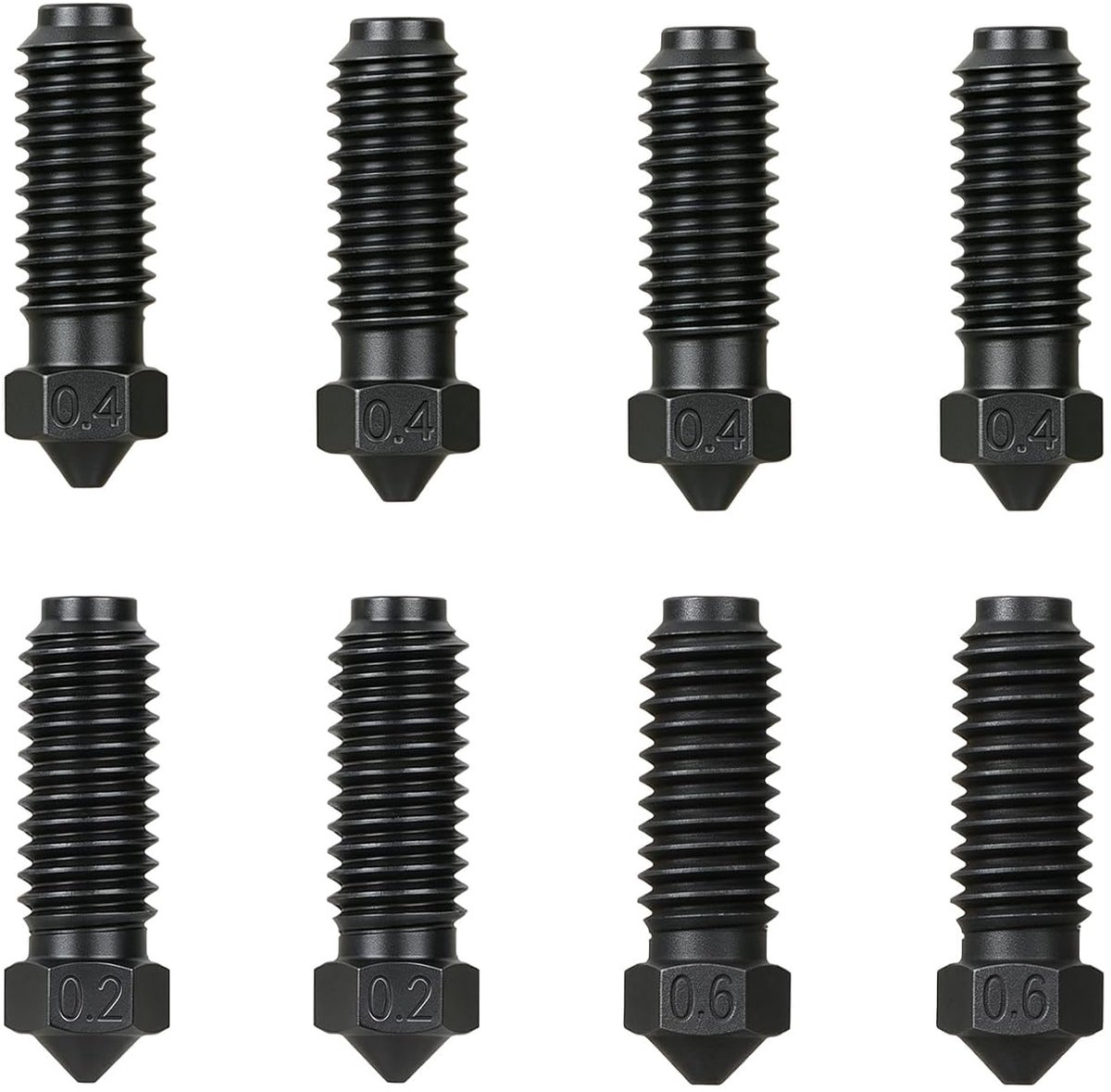 Nozzle set voor 3D printer Kobra 3 - 8 stuks gehard staal - 4 x 0.5 mm, 2 x 0.3 mm, 2 x 0.5 mm - ShopVlot
