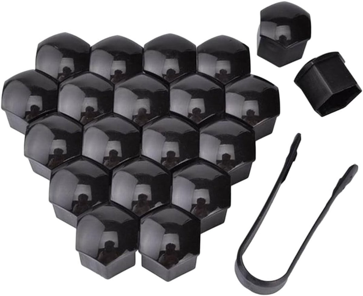 Wielmoerkappen 19mm - Universele kunststof - Zwart - Bescherming voor wielmoeren - ShopVlot