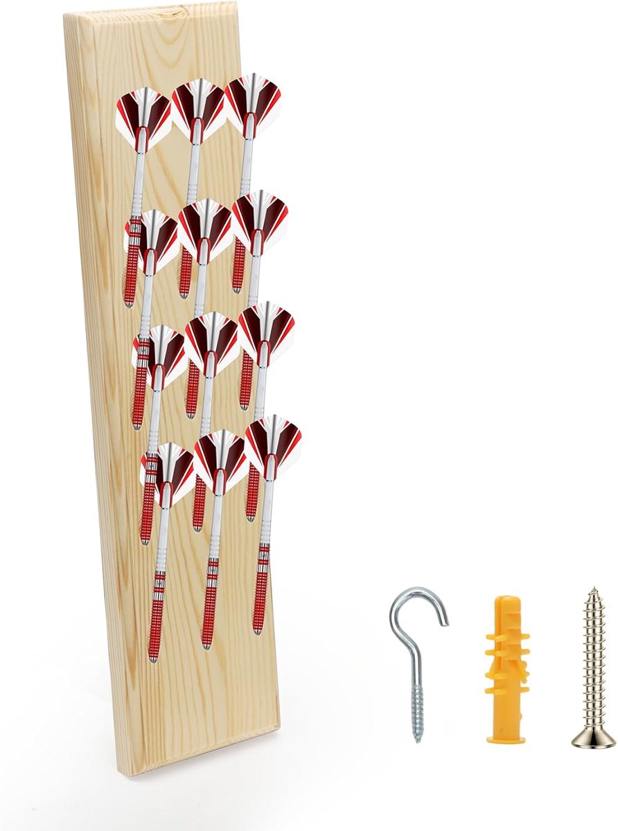 Darthouder voor 12 darts - houten wandhouder - robuust en stabiel - praktische dartaccessoires - ShopVlot