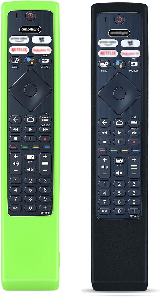 siliconen beschermhoes afstandsbediening - set van 2 - groen en zwart - optimale bescherming voor Philips Smart TV - ShopVlot