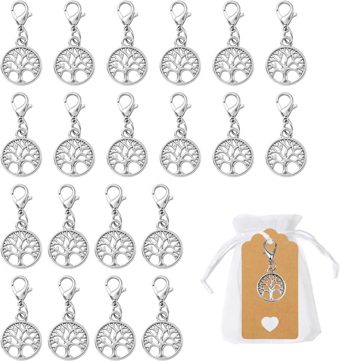 Sleutelhangers Boom van het Leven 20pcs - Metaal met Karabijnhaak - Symbolisch Geschenk - ShopVlot