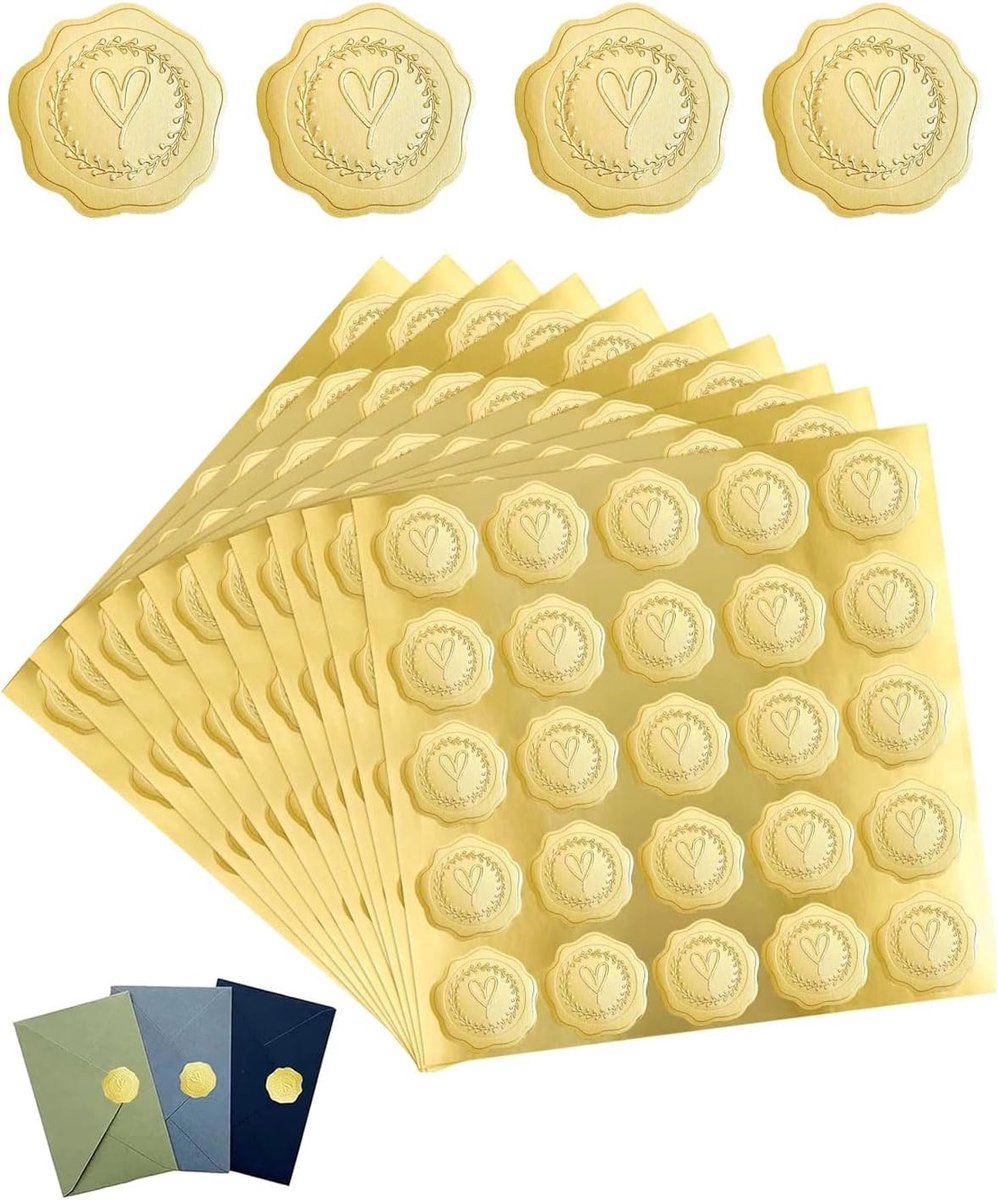 Waszegels 3,5 cm goudkleurig - zelfklevend - 250 stuks - perfect voor enveloppen - ShopVlot
