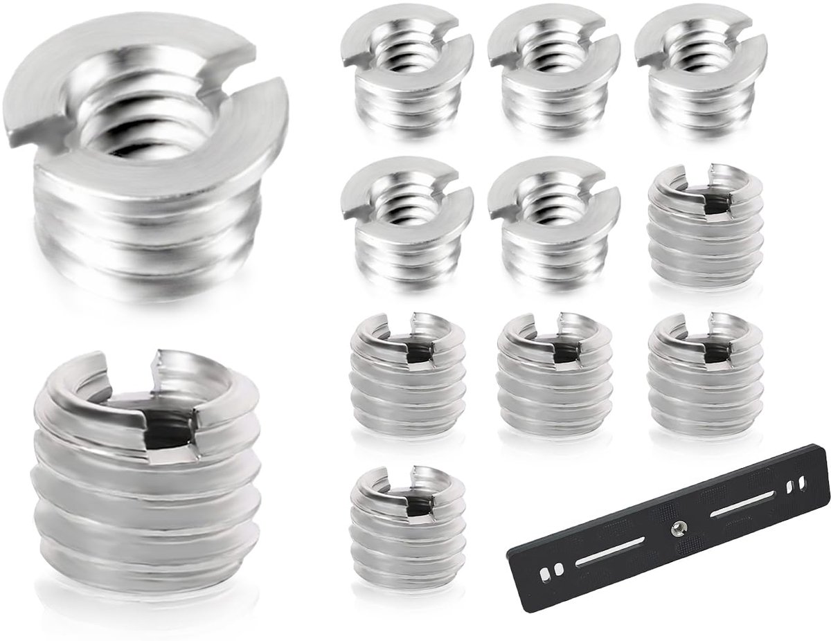 Adapterset 1/4" naar 3/8" - 10 stuks - Stepped en stepless adapters - Geschikt voor camera statieven - ShopVlot