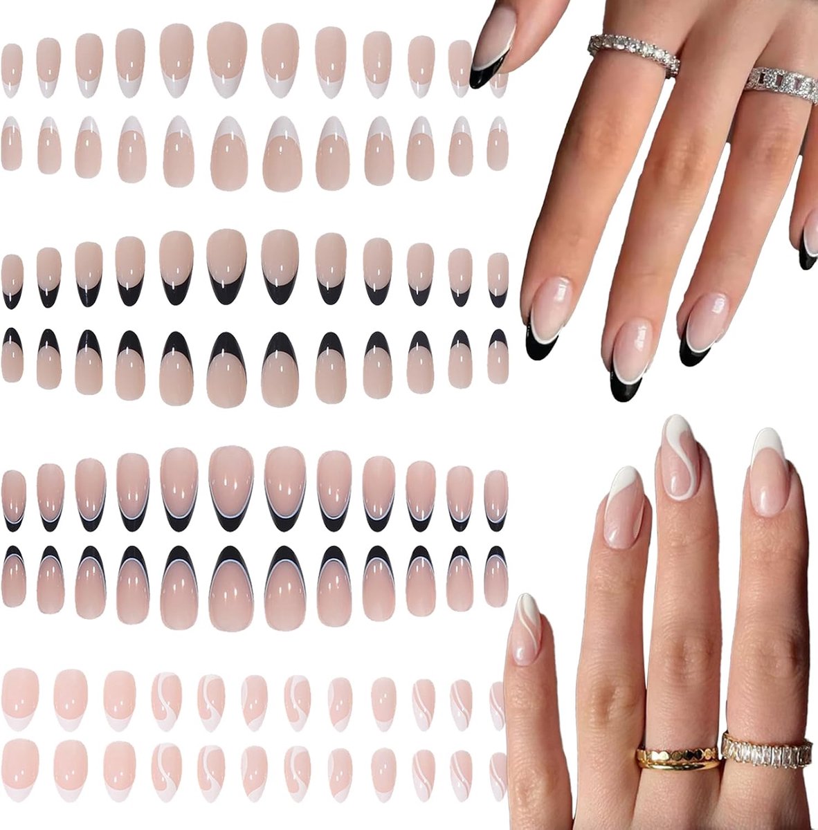 Kunstnagels 96 Stuks - Franse Mignon Amanda - Amandelvorm - Voor DIY manicure thuis - ShopVlot