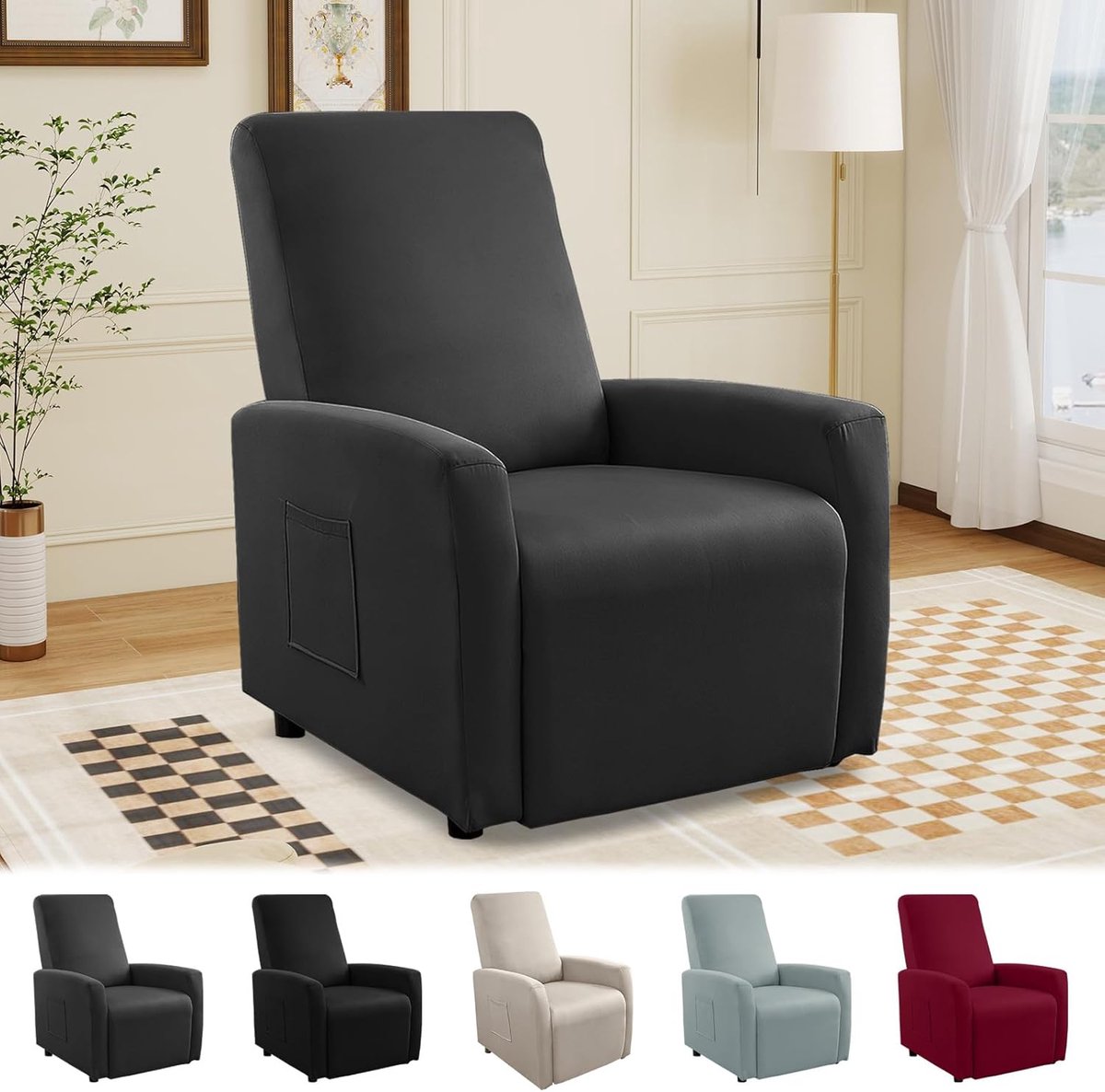 Fauteuilhoes met zakken - 1-zits - waterdicht rekbare stof - beschermt en verfraait uw relaxstoel - ShopVlot