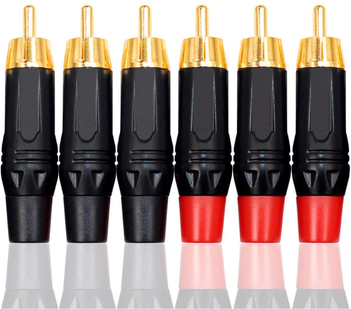 RCA plug 6 stuks - goudgeplateerd - audio en video connector - optimale signaaloverdracht - ShopVlot