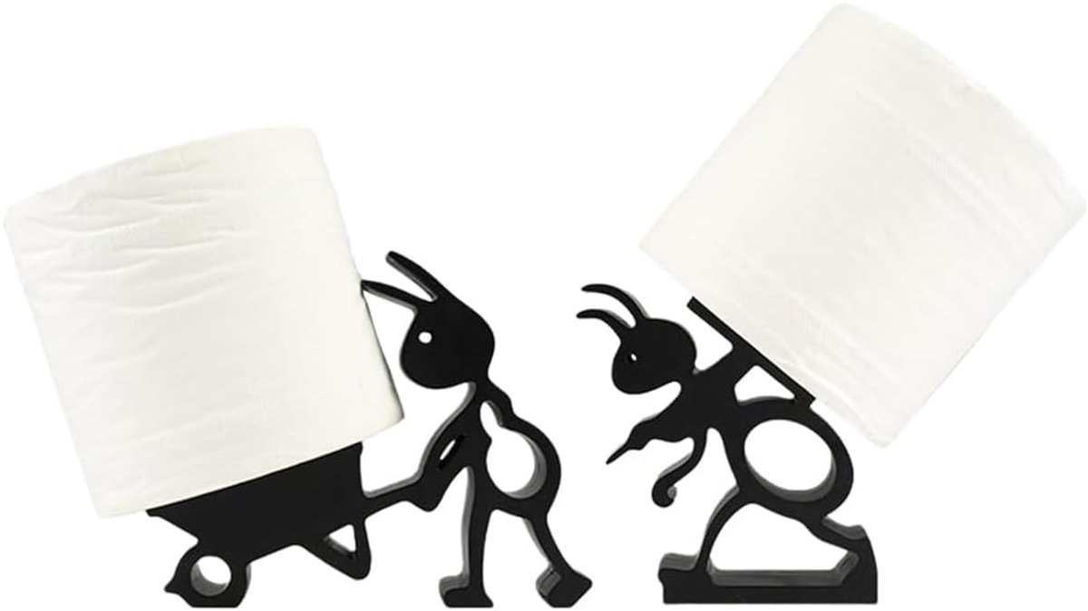 toiletpapierhouders 2 stuks - 3D-mierenvorm - zwart bedrukt - unieke badkamerdecoratie - ShopVlot