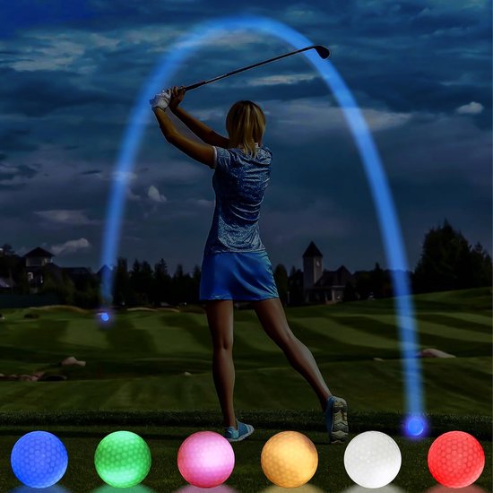 Kleurrijke Light Up Golfballen 6 Stuks - Oplichtende Golfballen - Flashing Glowing - Voor Nachttraining - ShopVlot — afbeelding 3