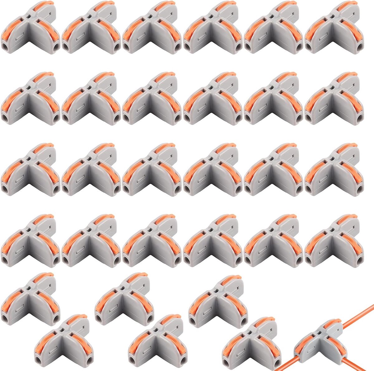 Verbindingsklem 30 stuks - T-connectoren hefboommoer-draadconnector - compacte kabelverbinder - betrouwbare isolatie - ShopVlot