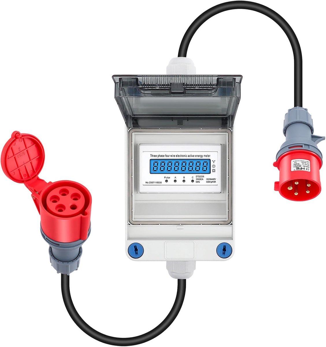Mobiele energiemeter 3-fase - CEE plug 32A 400V - IP67 met resetfunctie - Voor caravans en elektrische voertuigen - ShopVlot