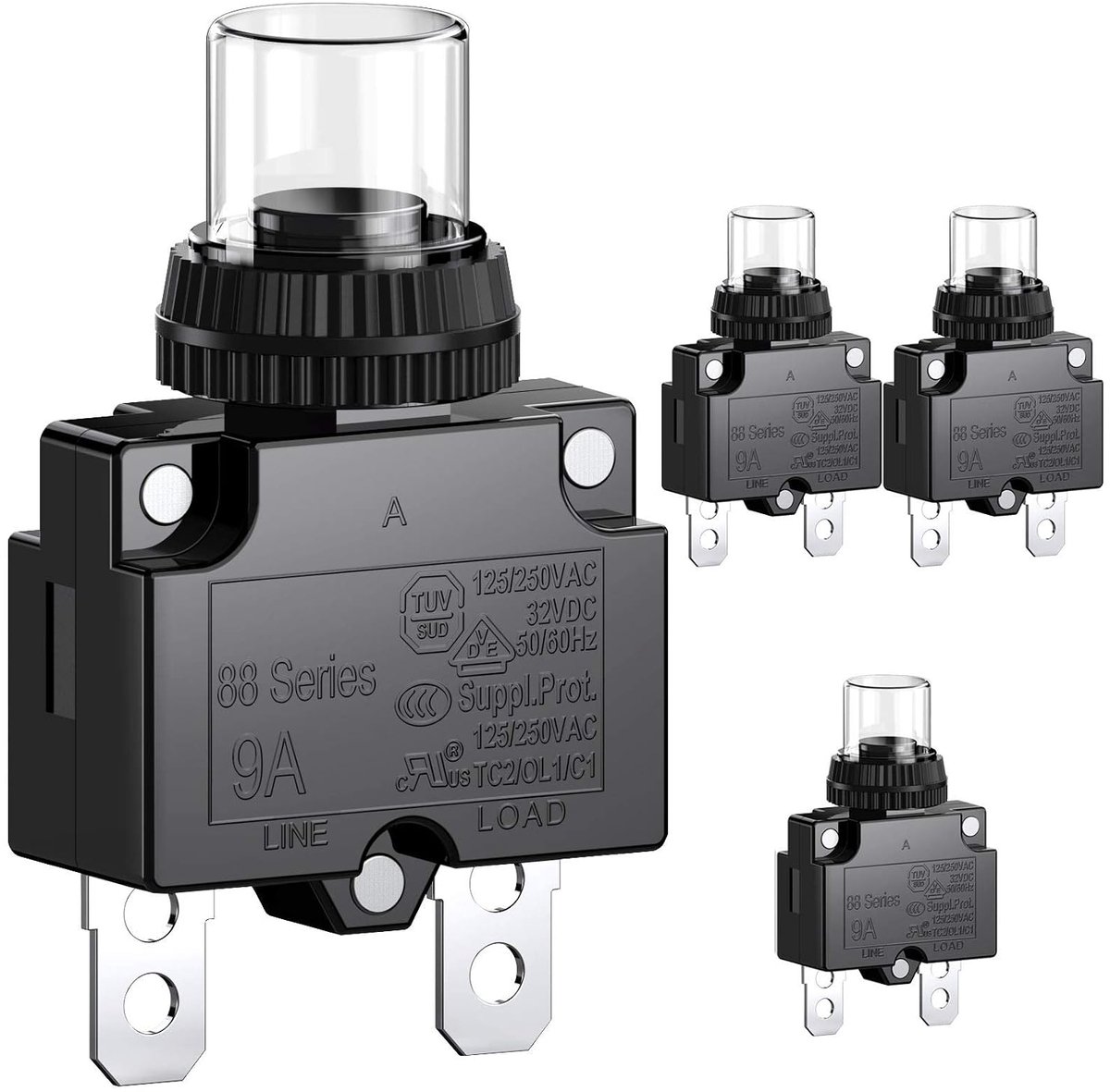 CLDIY 9-A Power Switch with Thermal Overload Protection, 88 Series, Manual Push Button, Reset with Quick Terminal - ShopVlot