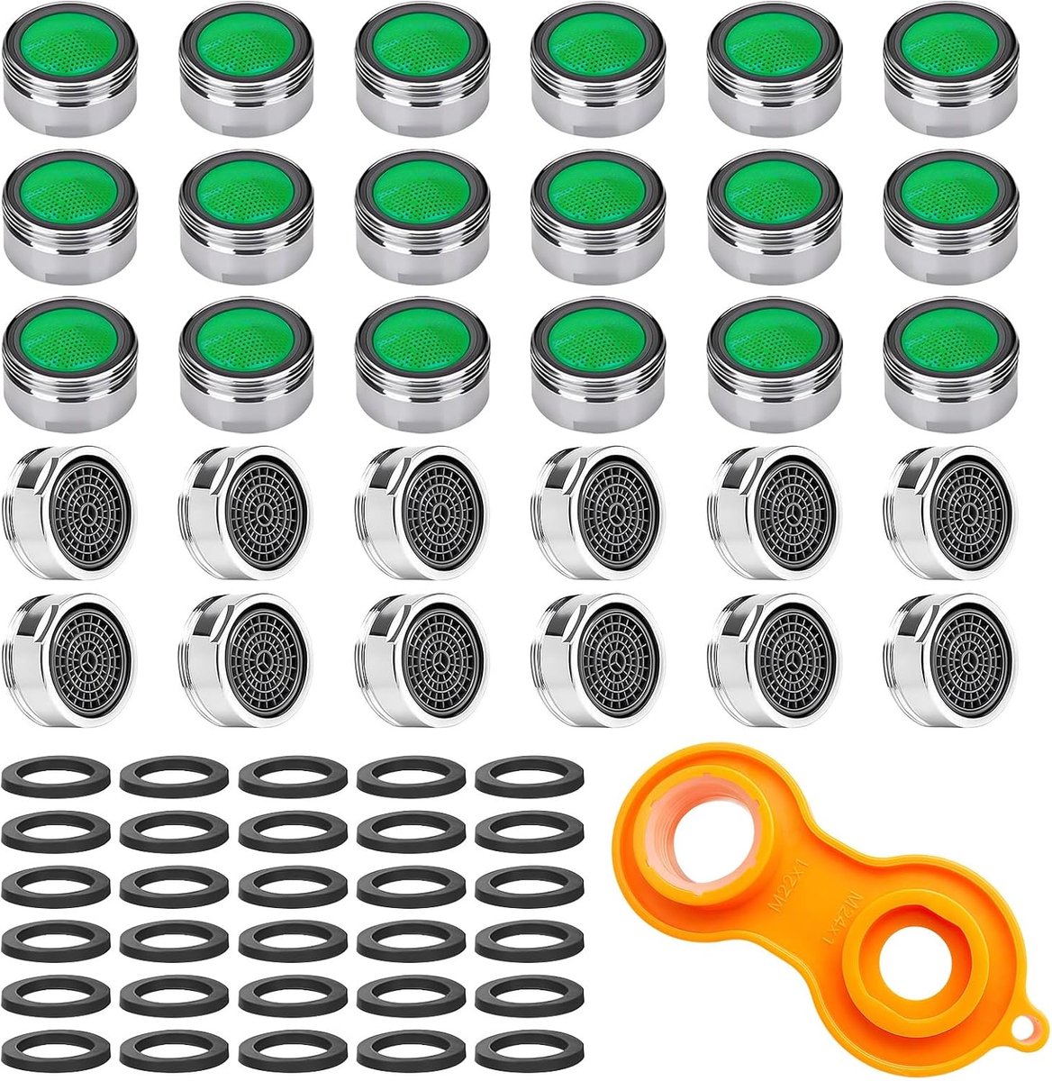 30 stuks M24 accu-zeefinzetstukken, inclusief 30 rubberen ringen en 1 sleutel, beluchters met ABS-filter, geschikt - ShopVlot
