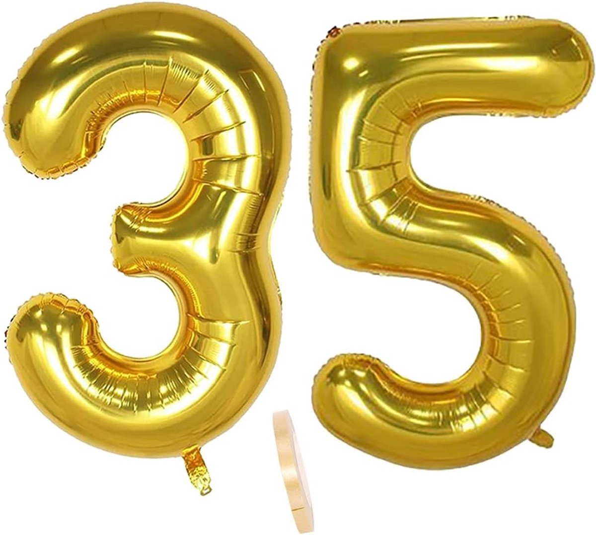 Foil Balloon Number Deco Gold 35 for Women Men XXL 100cm Giant Number Inflatable Helium Balloon Figures Number - ShopVlot