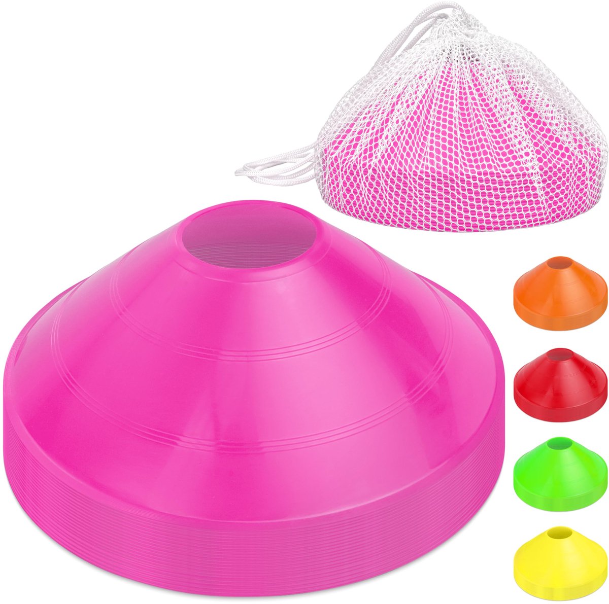 GoSports premium sportkegels voor behendigheidstraining en oefeningen, set van 20 met draagtas, roze - ShopVlot