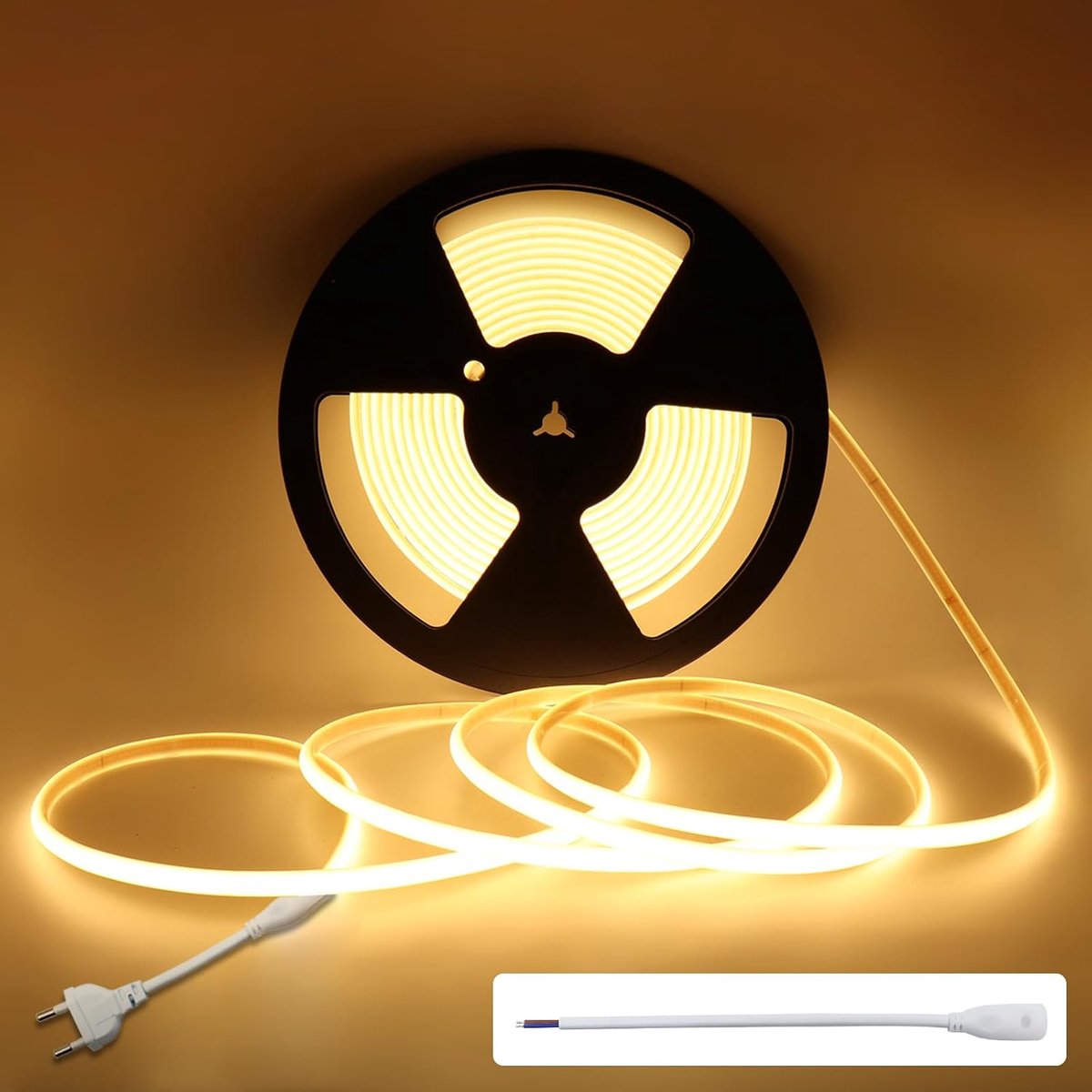 COB LED Strip 230 V IP67 10 m Warm White 3000 K 296 LEDs/m High Density Without Driver Direct AC 220 V Dimmable Can Be - ShopVlot