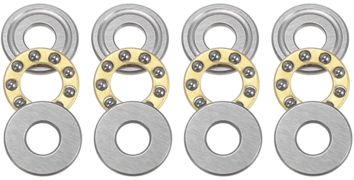 4pcs Axial Bearings F8-22M Miniature Thrust Ball Bearings, 8mm x 22mm x 7mm Thick Chrome Steel with Washers for - ShopVlot