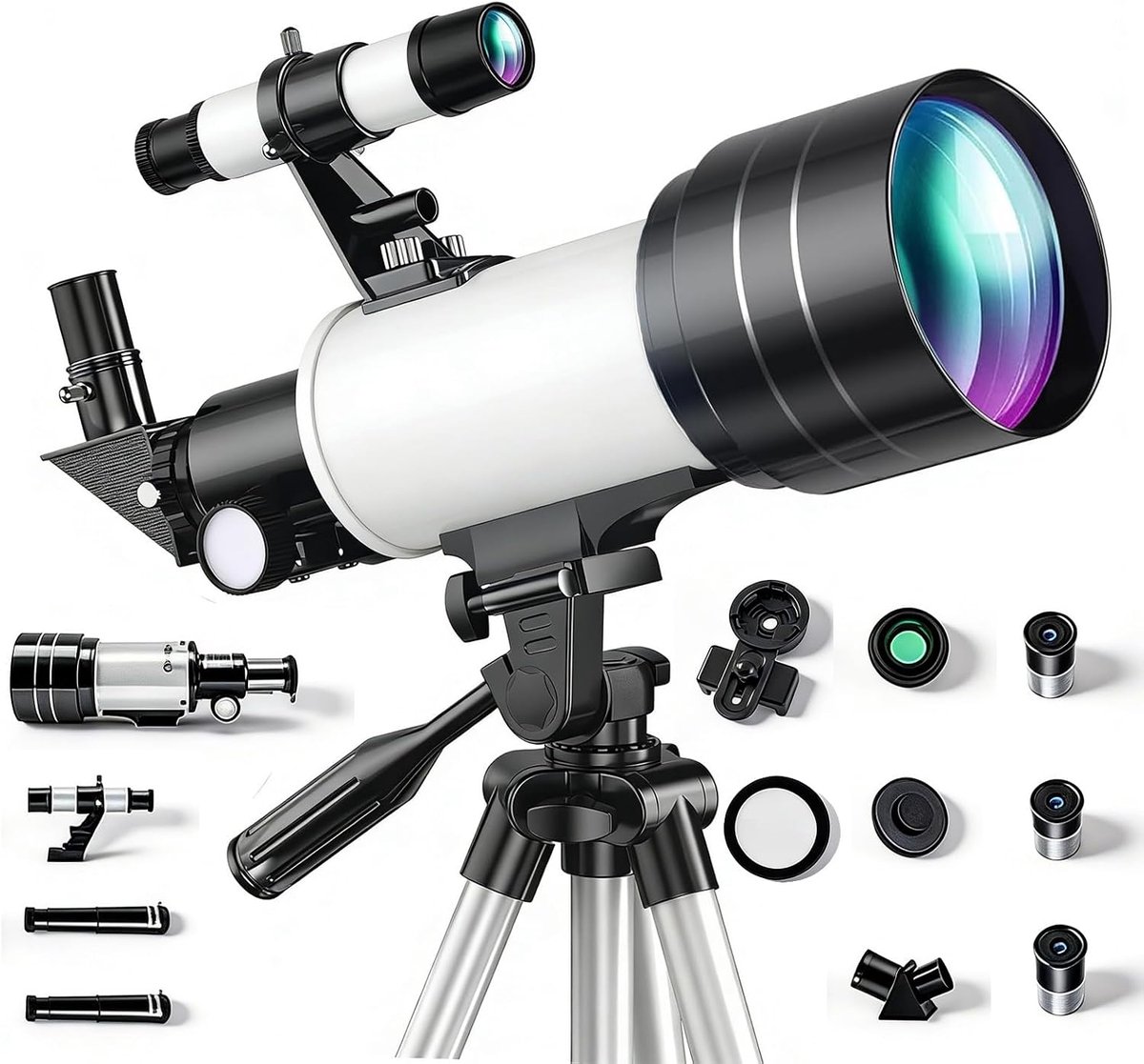 Telescopic Astronomy 70mm Aperture, Portable Telescope, Astronomical Refractor, Telescope for Children and Adults - ShopVlot
