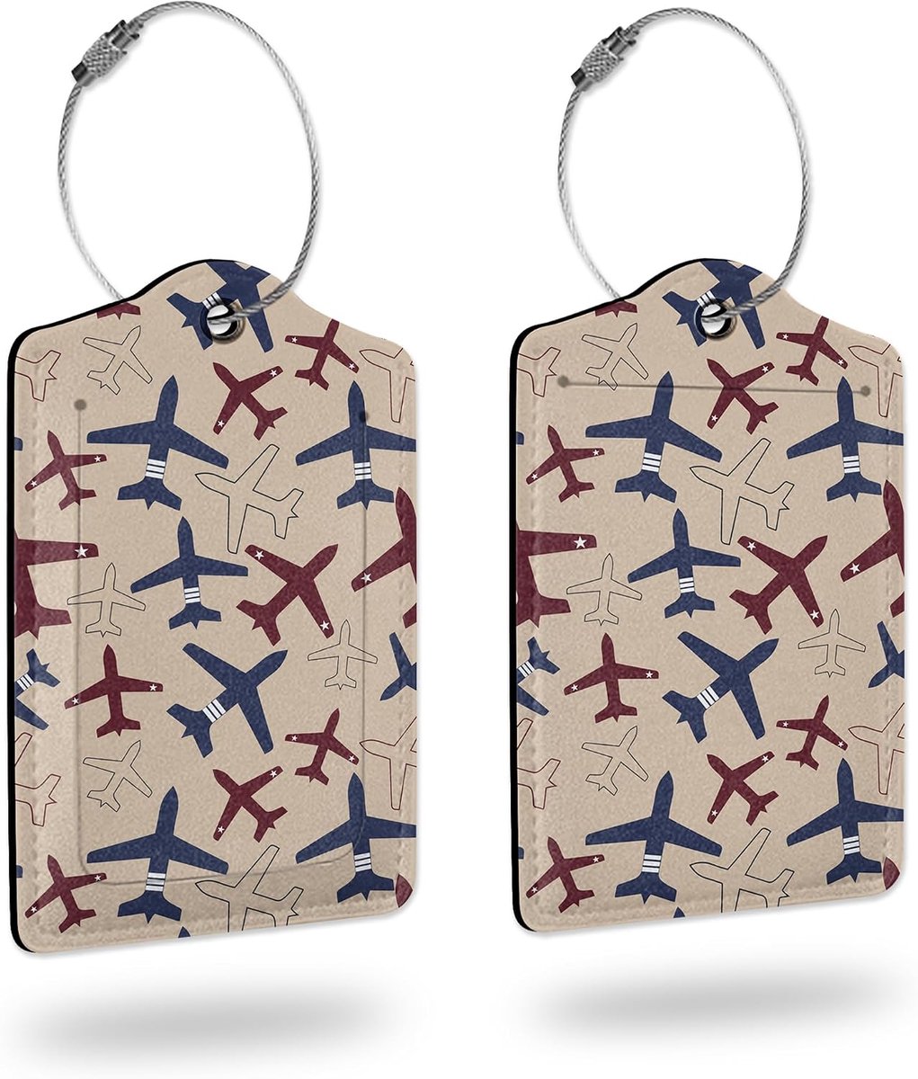 Travel Luggage Tags ID Label Leather Bag Tags Suitcase Set of 2 Luggage Tags Handbag Tag with Full Back Privacy Cover - ShopVlot