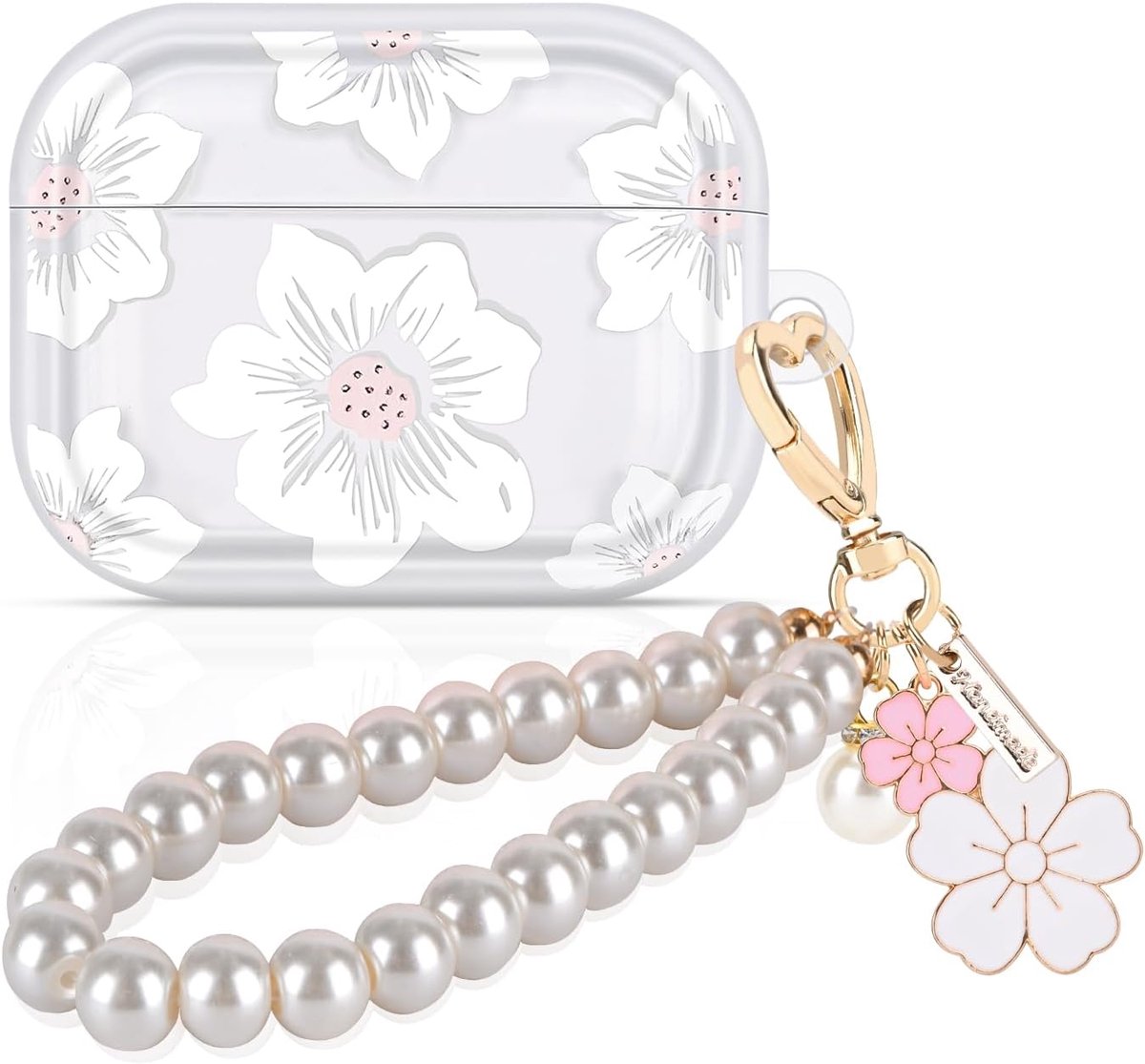 Compatible with AirPods Pro/Pro 2nd Generation with Keychain, Camellia Flower Pattern Protective Case, TPU Case - ShopVlot