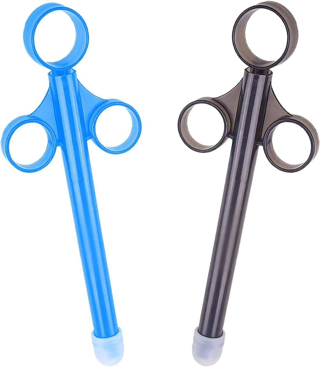 2 stuks smeermiddel applicator herbruikbare glijspuit anale vagina syringen shooter met tractiering en vingergreep - ShopVlot