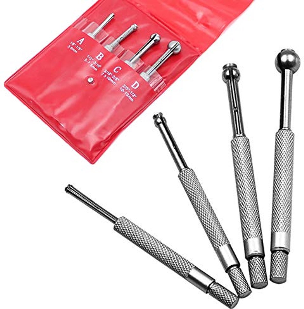 Set van 4 telescopische boormeetinstrumenten, 3-13 mm instelbaar, klein gat, volledige kogelboormeter - ShopVlot
