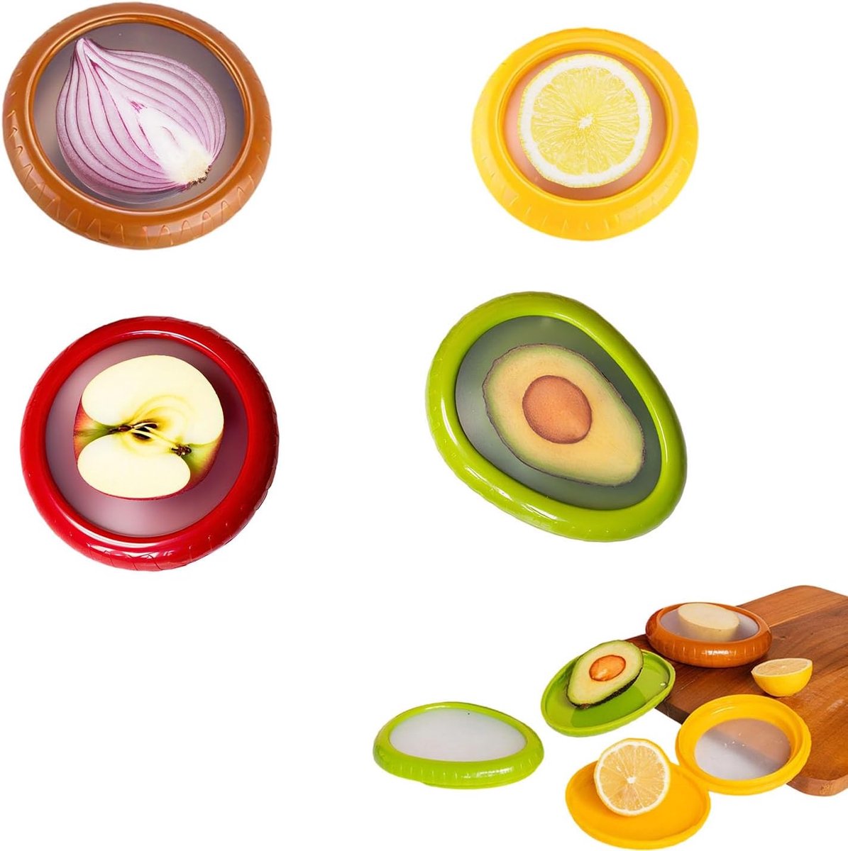 4 Pieces Silicone Fruit Storage Box, Reusable - Extends Shelf Life Of Fruits,Suitable For Fruits And Vegetables - ShopVlot