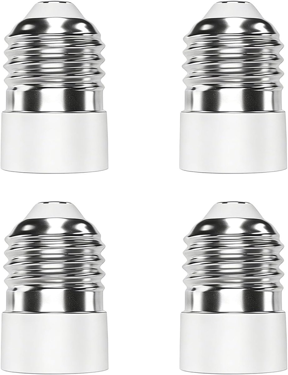 4 Piece E27 to E14 Socket Adapter, Converter for LED, Halogen and CFL Bulbs, Highly Resistive E27 to E14 Lamp Reducer - ShopVlot