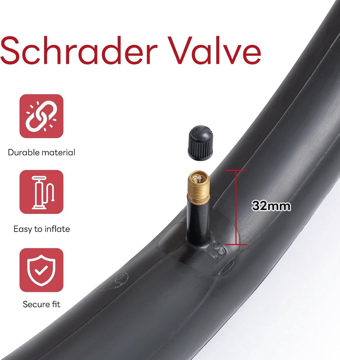 12.5x1.75/1.95/2.125/2.25 12 1/2x2 1/4 AV32mm Inch Bicycle Tube, 12.5 inch Replacement Bicycle Tube (Single), Reliable - ShopVlot