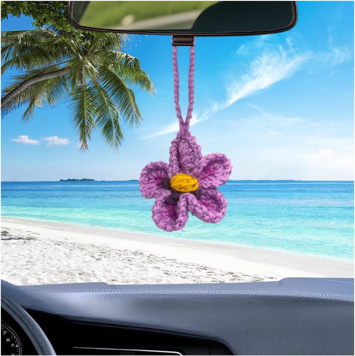 1 stuks bloemenversiering voor auto, haakwerk, breiwerk, Hawaiiaanse tropische bloemen, accessoires in strandstijl (B) - ShopVlot