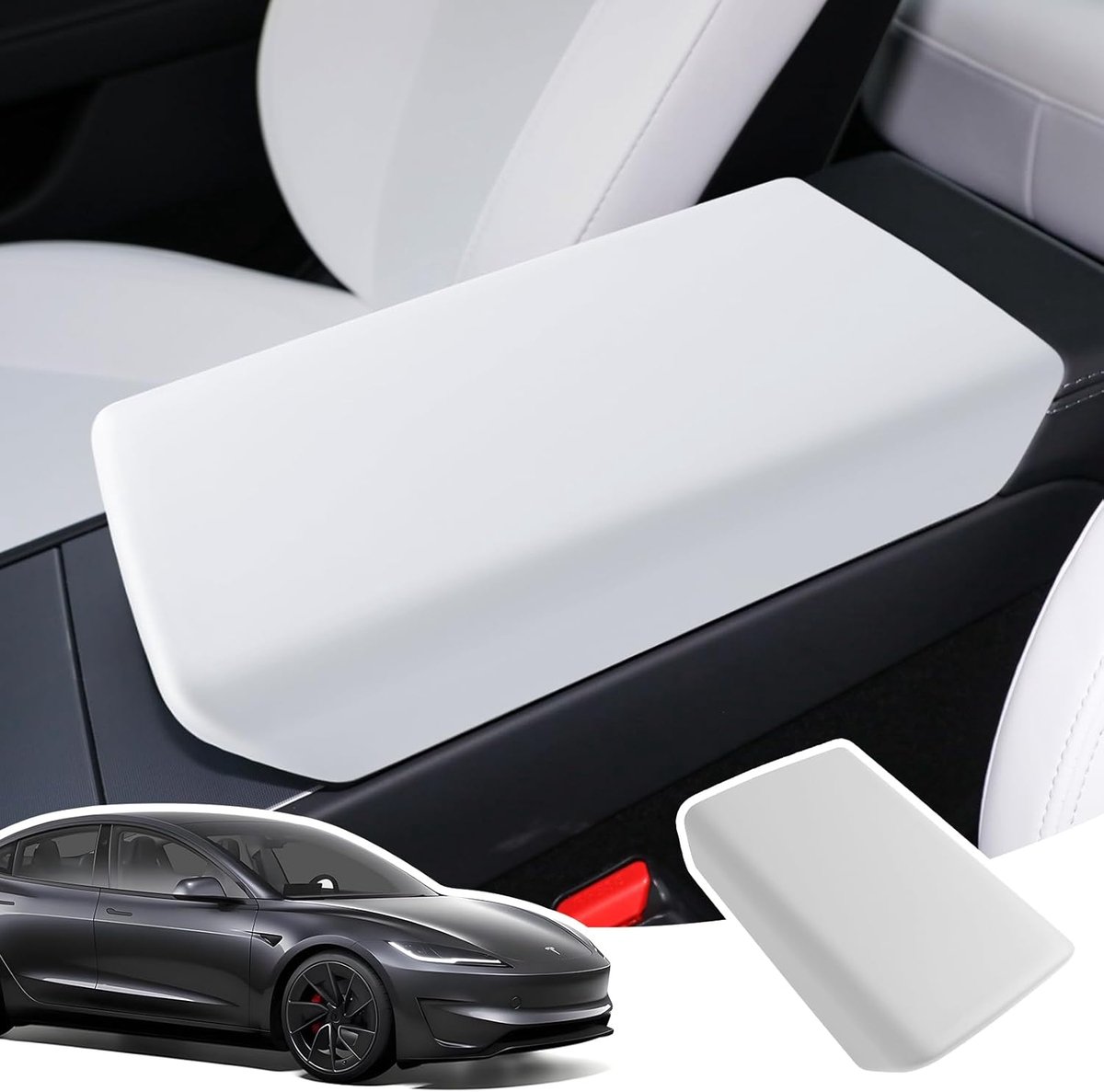 Armrest Cover for Tesla Model 3 Highland 2024 2025 2026 - Center Console Armrest Covers, TPE Material, Anti-Slip - ShopVlot