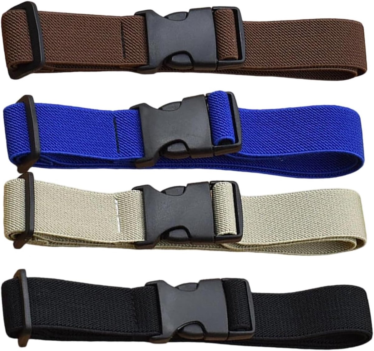 4 stuks riem, elastische stretchriemen, verstelbare uniforme riem met plastic clipgesp, geen metalen gesp, verstelbare - ShopVlot
