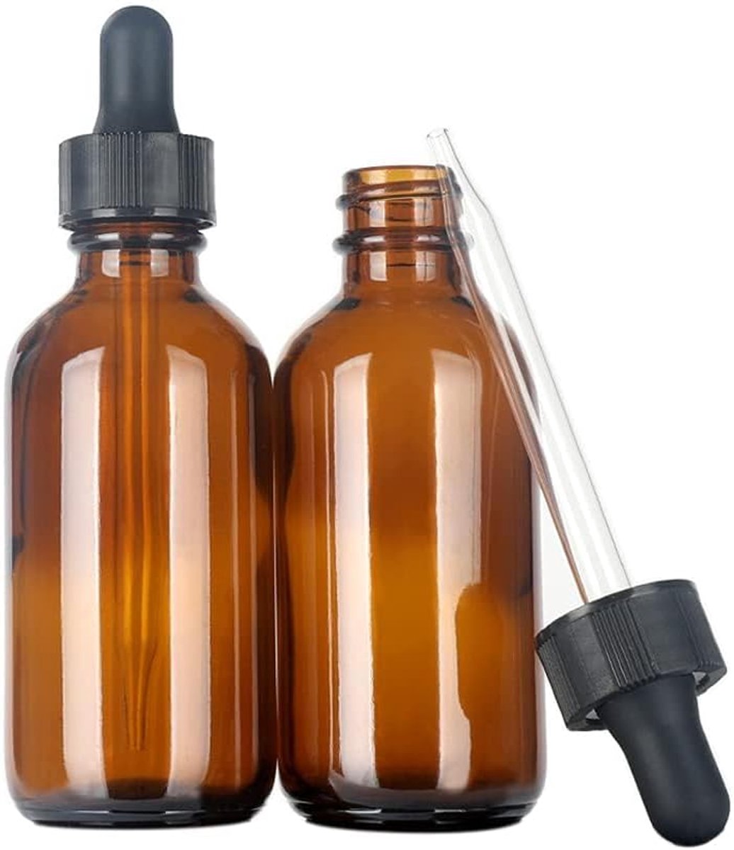 Magic Season Boston round glass bottles (Amber/2 fl oz. with droppers/2 pieces) - ShopVlot