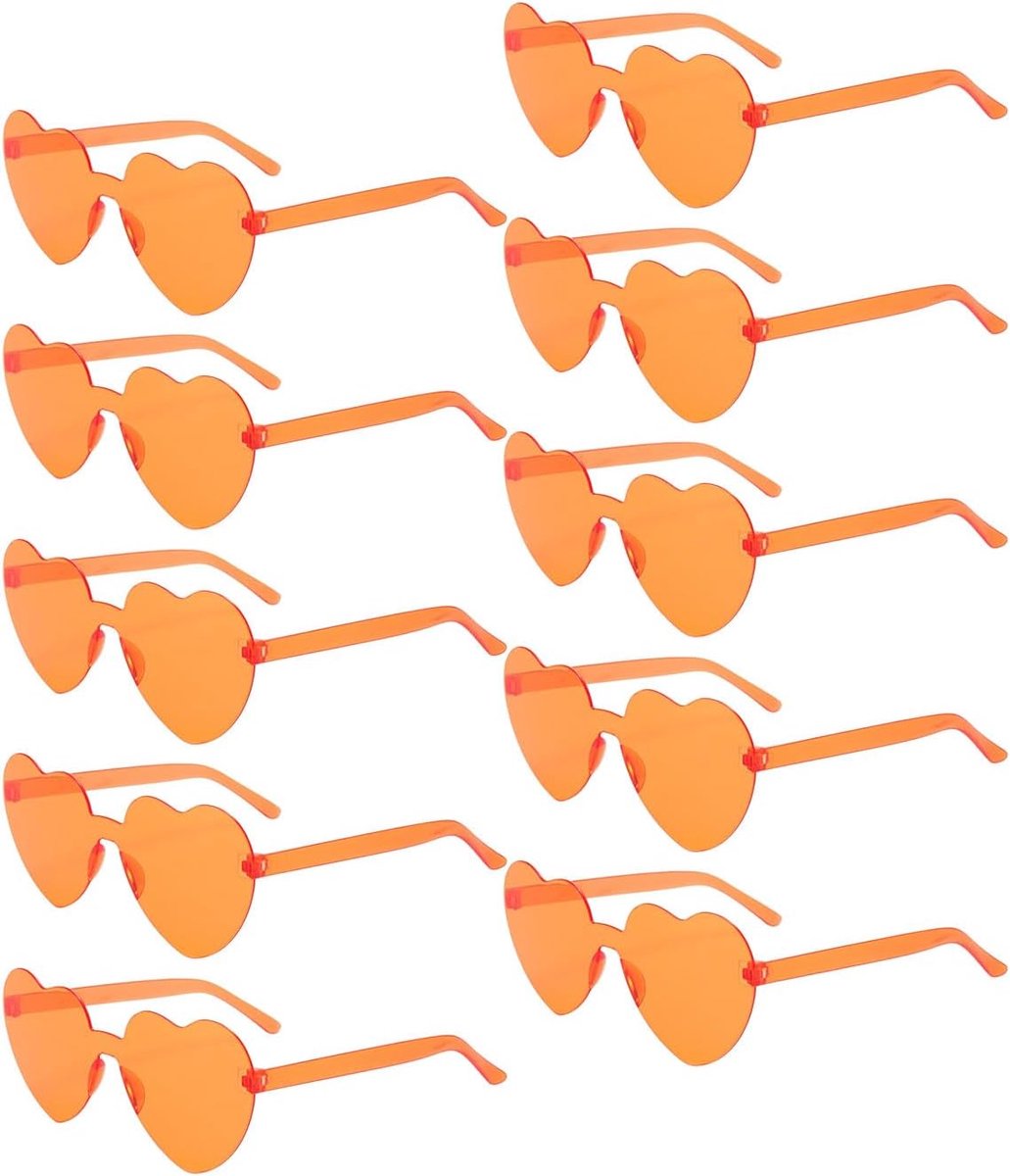 Heart Shaped Sunglasses Pack of 10 Heart Shape Multipack Fashion Glasses for Hen Parties for Women Men Children - ShopVlot