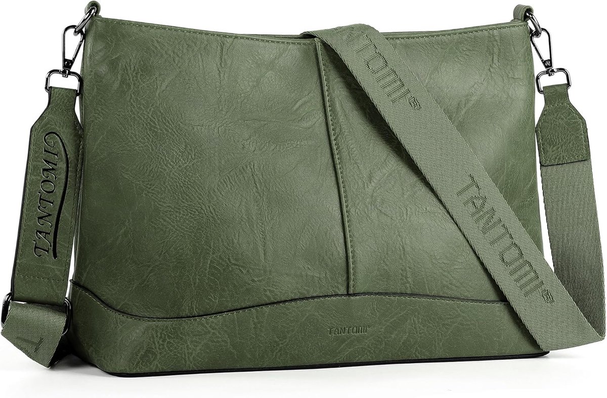 TANTOMI Schoudertas voor dames, middelgroot, elegante handtas, crossbody bag met veel vakken, schoudertas met - ShopVlot