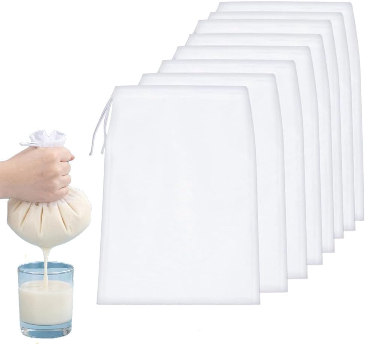 8 stuks notenmelkzakken, pasdoek, herbruikbare kaasdoek, filterzak - ShopVlot