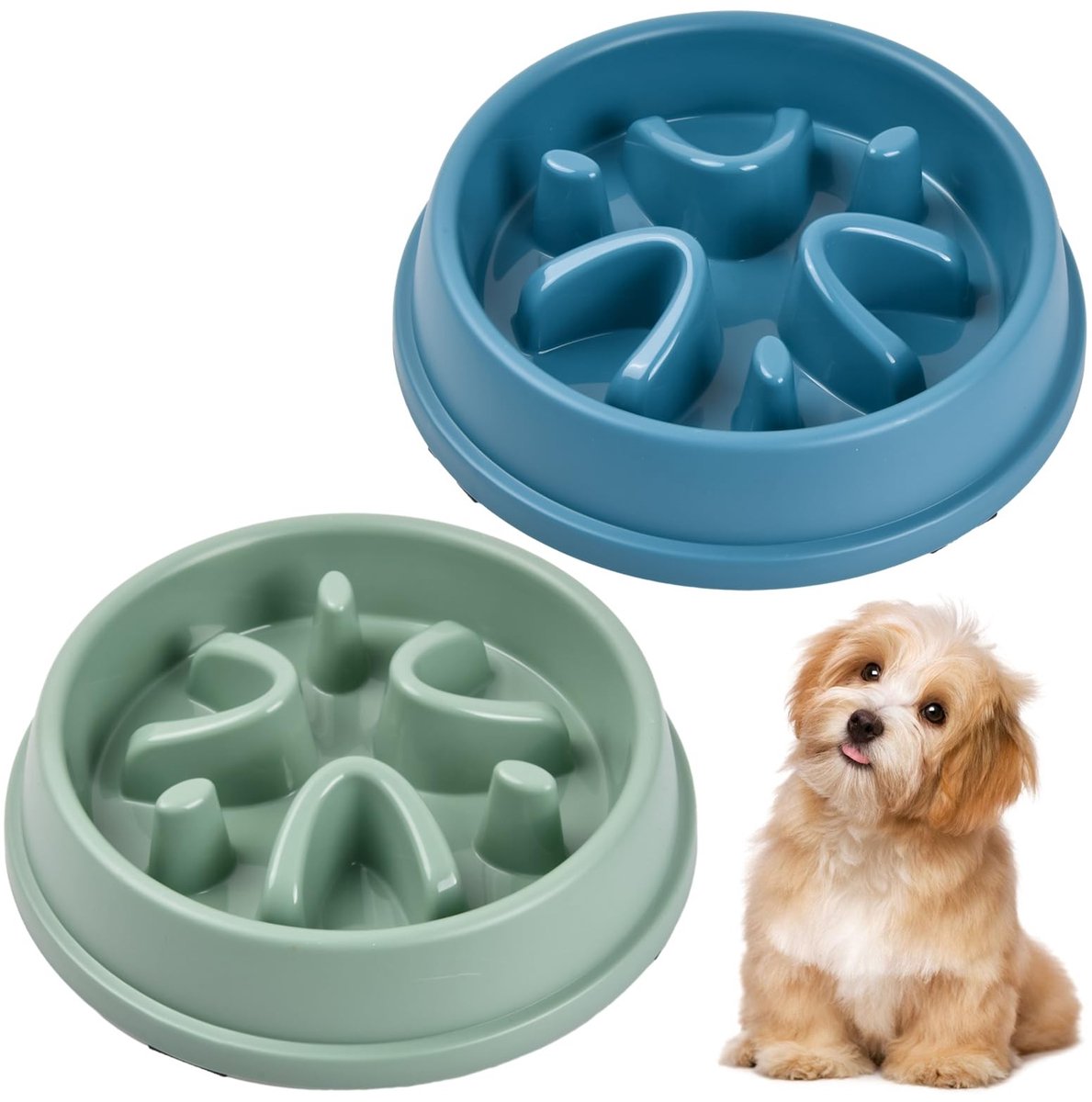 2 stuks anti schrokbak hond, anti-schrokbak voor honden, langzame voeding voor kleine en middelgrote huisdieren, interactieve bak voor slow feeder en kat