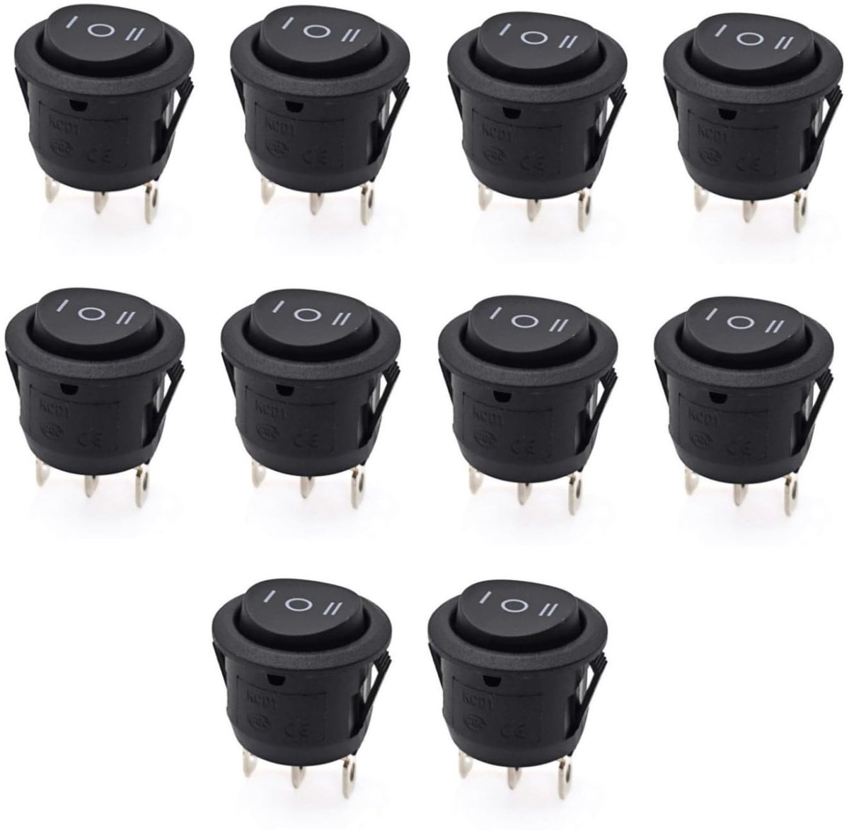 Solidchoice - Set van 10 Zwarte KCD1-105 Toggle Switches met 3 Posities