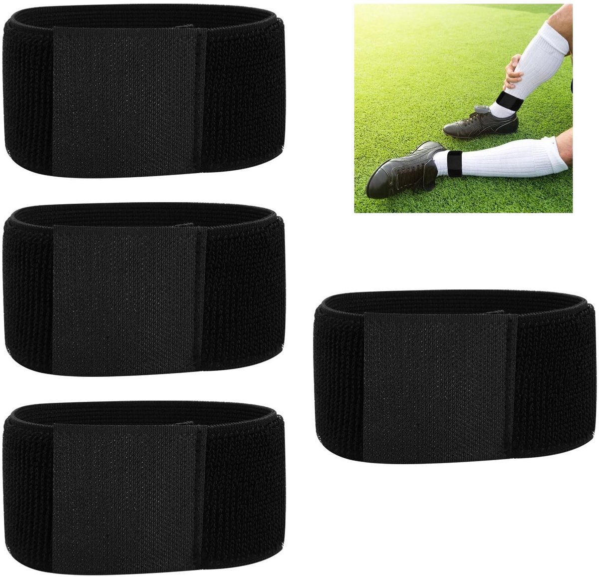 Solidchoice - Set van 4 Scheenbeschermers voor Voetbal, Inclusief Klittenband