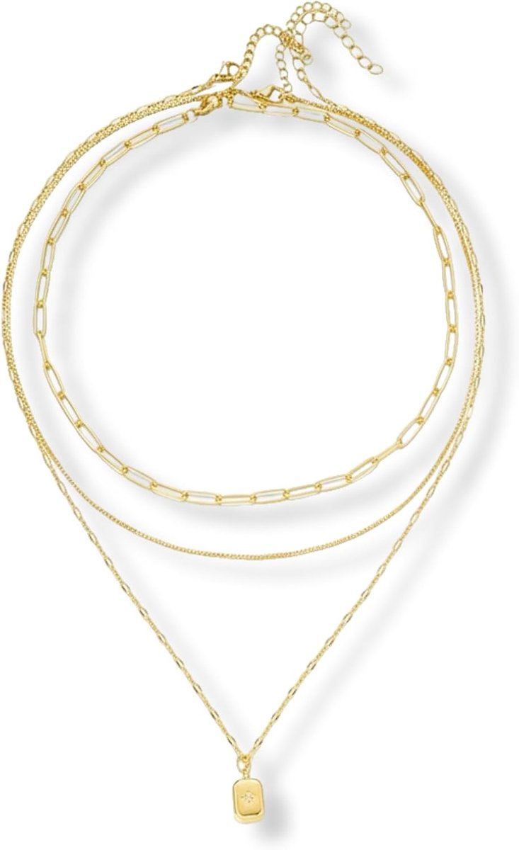 Gouden 3-laags ketting voor vrouwen - verstelbare lengte - veelzijdige combinatie - ShopVlot