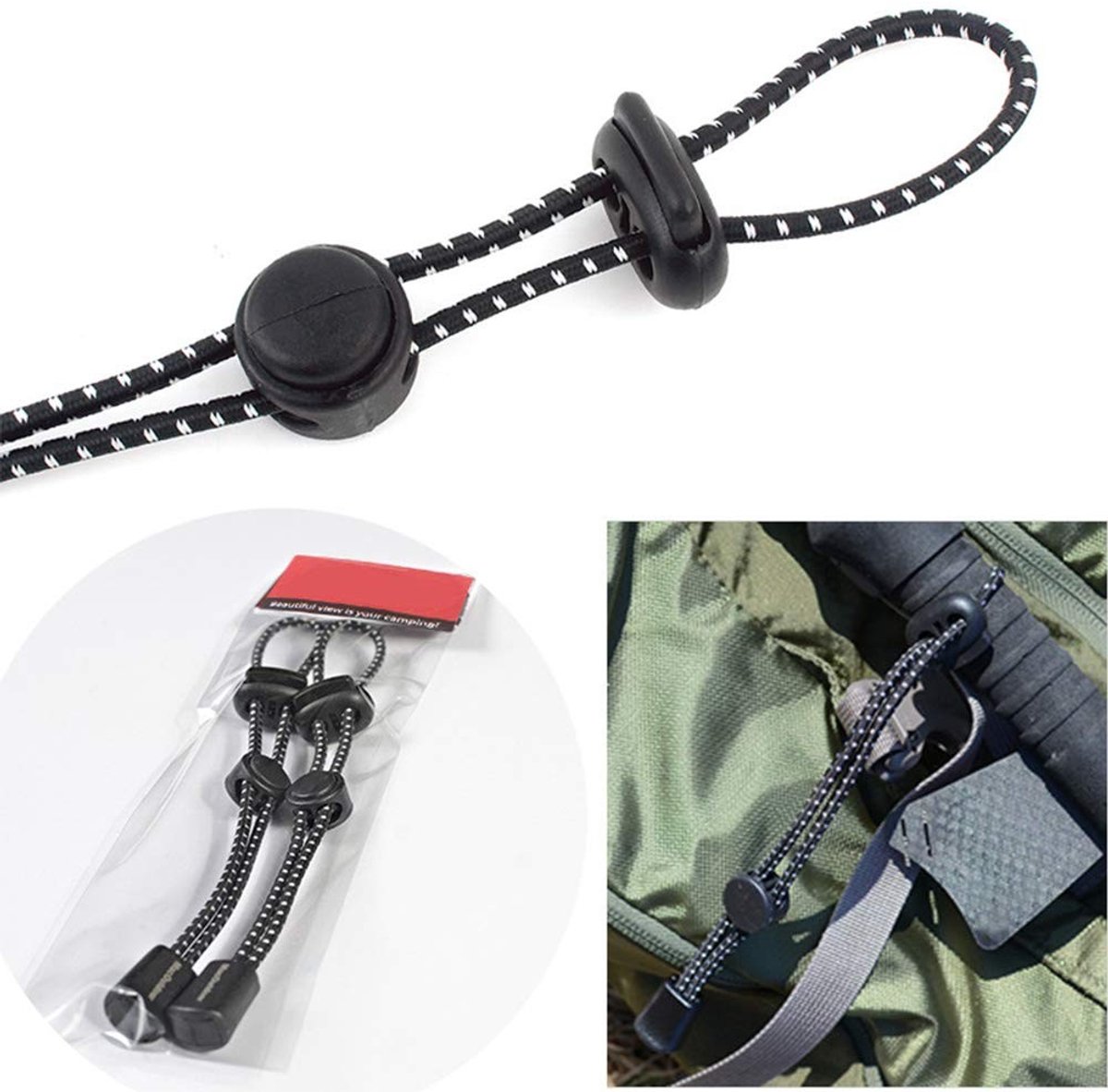 Solidchoice - Set van 2 Elastische Touwen met Bevestigingsgesp voor Buitensport