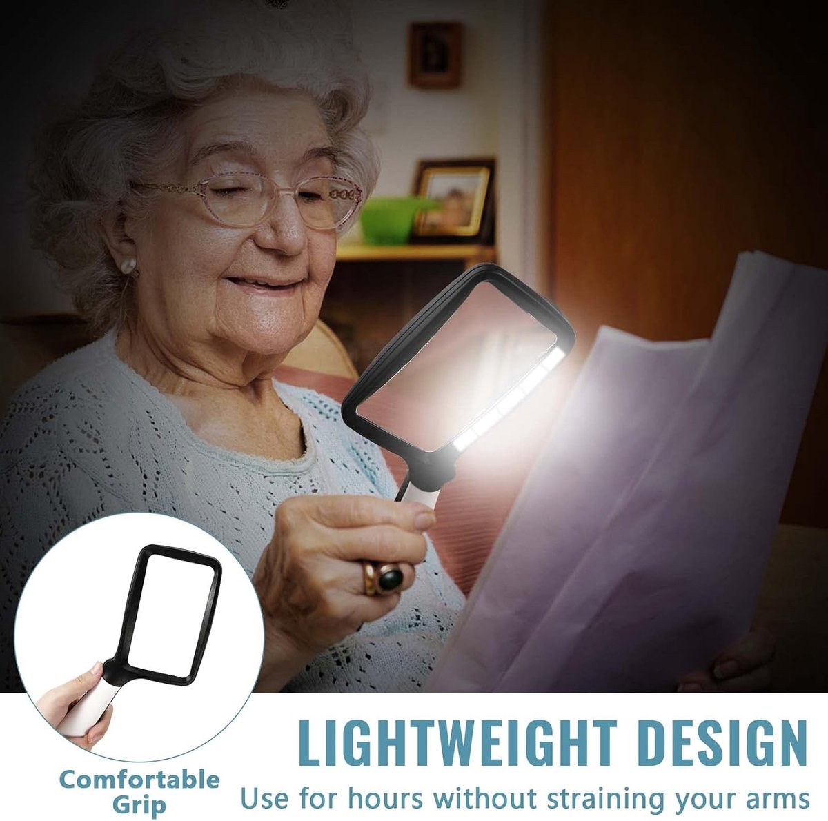 Vergrotende Leesloep 3 x - Met 5 Vouwbare LED Lichten - 2 Dimmode - Ideaal voor Senioren en Hobby's - ShopVlot