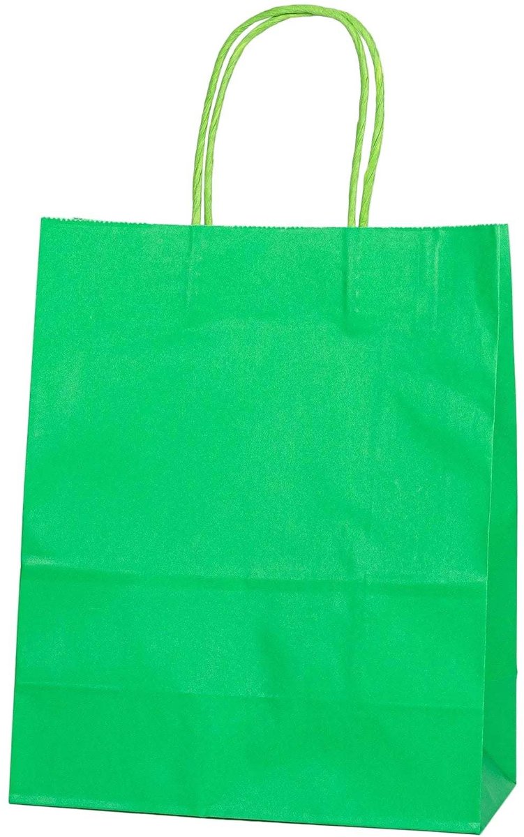 Papieren Draagtas - 60 Stuks -Green- 22x27x11cm - Papieren Tasjes - Kraft Tas - Tassen - Cadeau Tas - Hoogwaardig Kraft Papier - Eco-vriendelijk - Ideaal voor Geschenken - Lasentopack