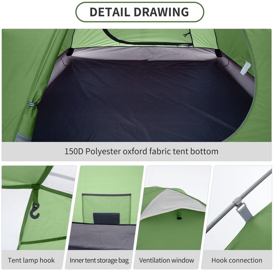 P-PLUS Ultralichte Familie Dome Tent 3-4 Persoons Tent Aluminium Pole Tent 3-4 Seizoenen Waterdicht Zelfventilerend Outdoor Camping Wandelen van Merkloos — afbeelding 4