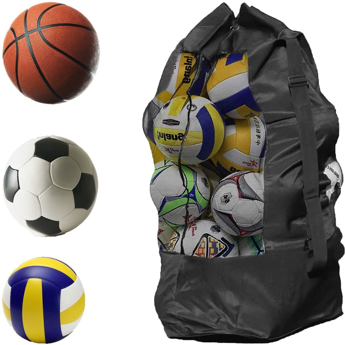 Solidchoice - Grote Mesh Ball Bag met Trekkoord