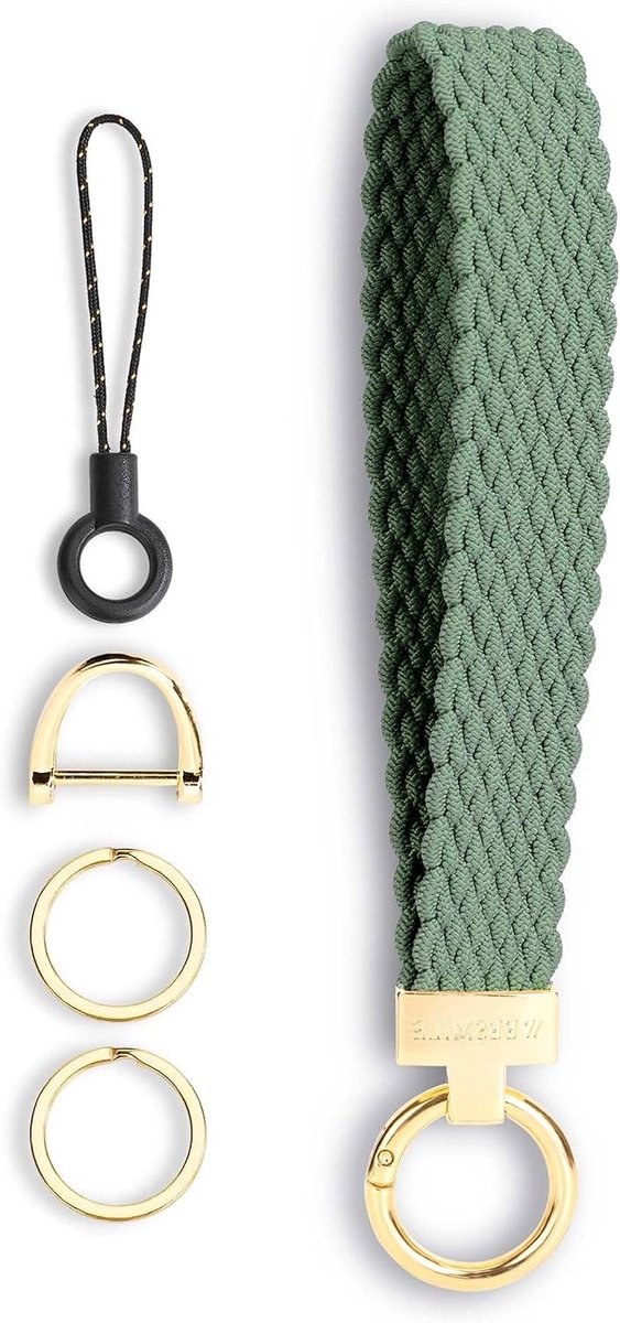 Afneembare gevlochten touw sleutelhanger - elastische armband met karabijnhaak